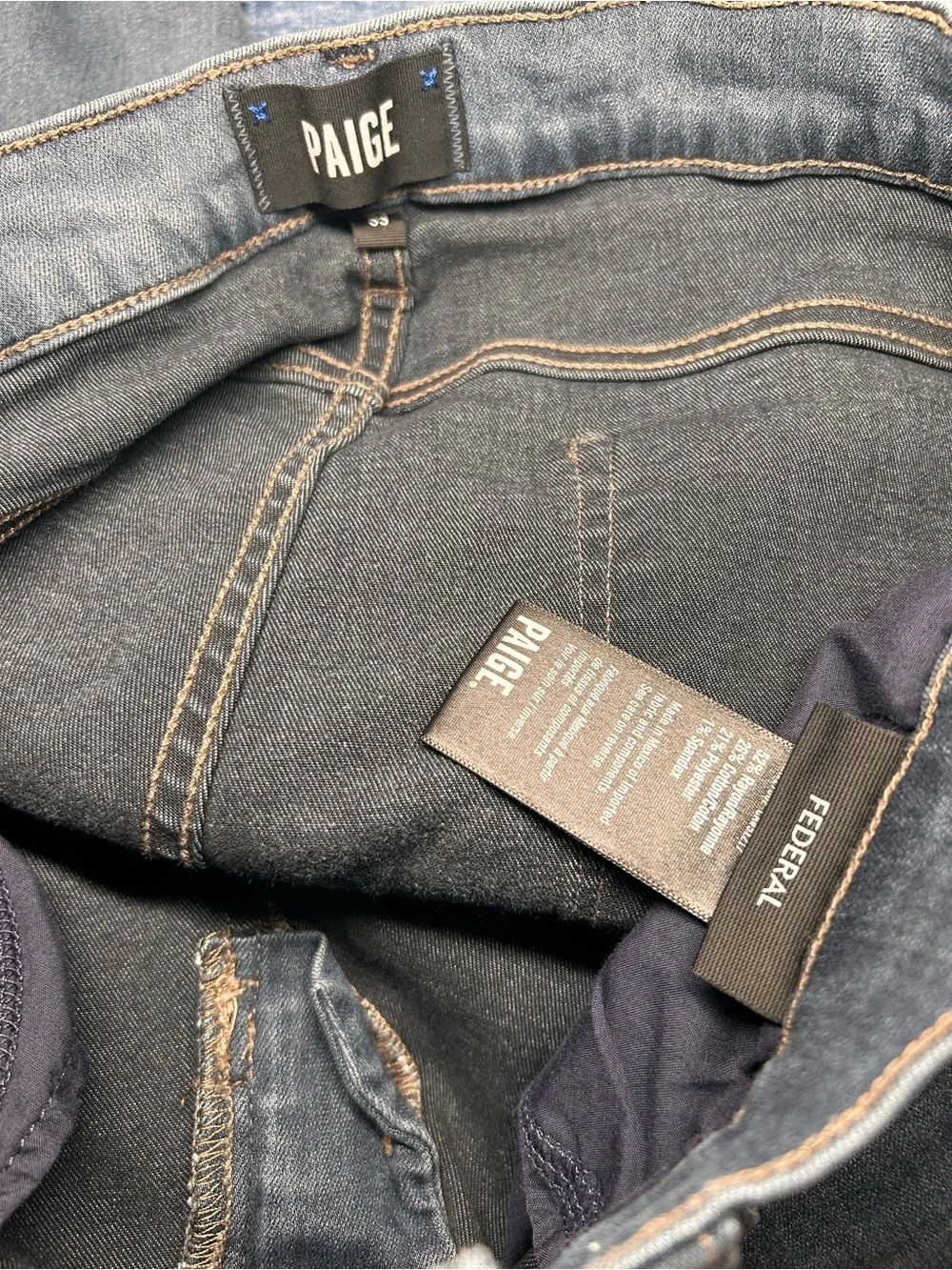 PAIGE Federal Men's Slim Straight Jeans in Mid Blue NWOT